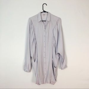Free People Dresses - Free People Shirt Dress Ruched Purple White XS Free People Dresses - Free People Shirt Dress Ruched Purple White XS